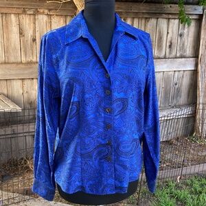 Formal Blue Paisley Shirt by Foxcroft